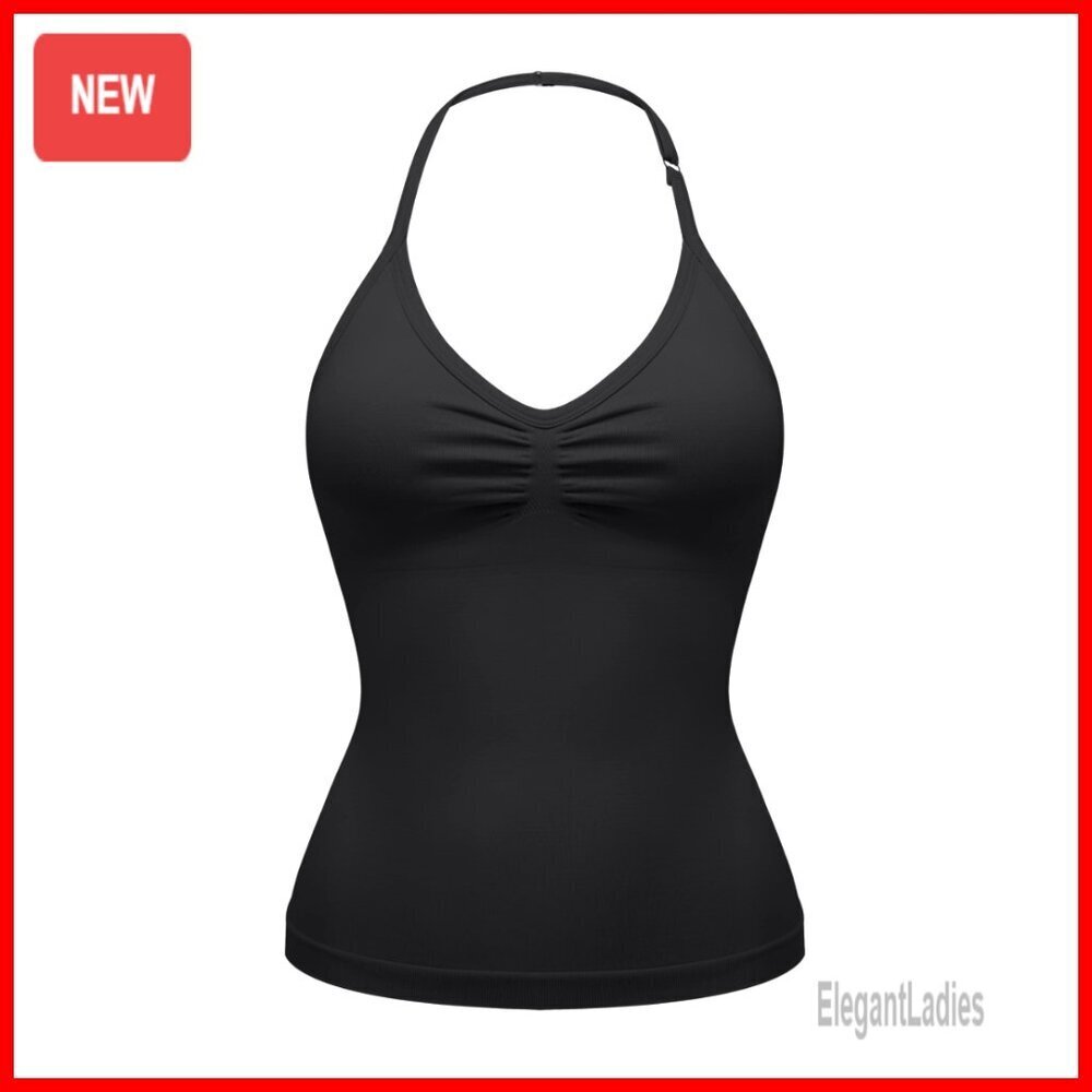 Women's Halter Tank Top V-Neck Backless Adjustable Strappy Padded Workout Top